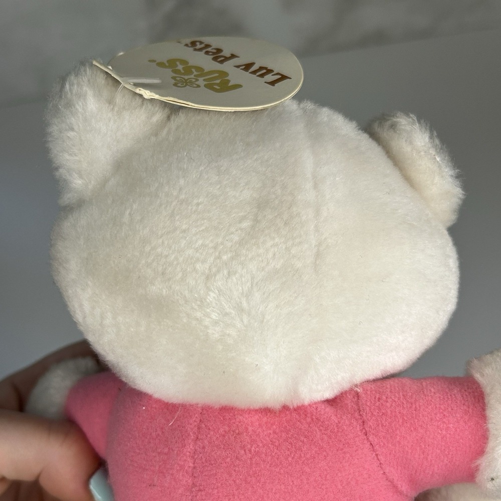 Russ Luv Pets White Kitty w/tags Cat Shirt Funny Saying Plush Collectible 7" - Picture 7 of 10